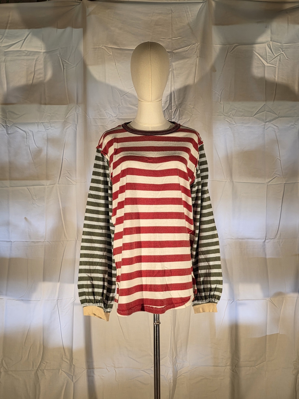 We The Free Striped Long-Sleeve Crewneck Top in Red, White & Green